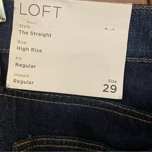 NWT LOFT the straight high rise regular fit jeans Size 8